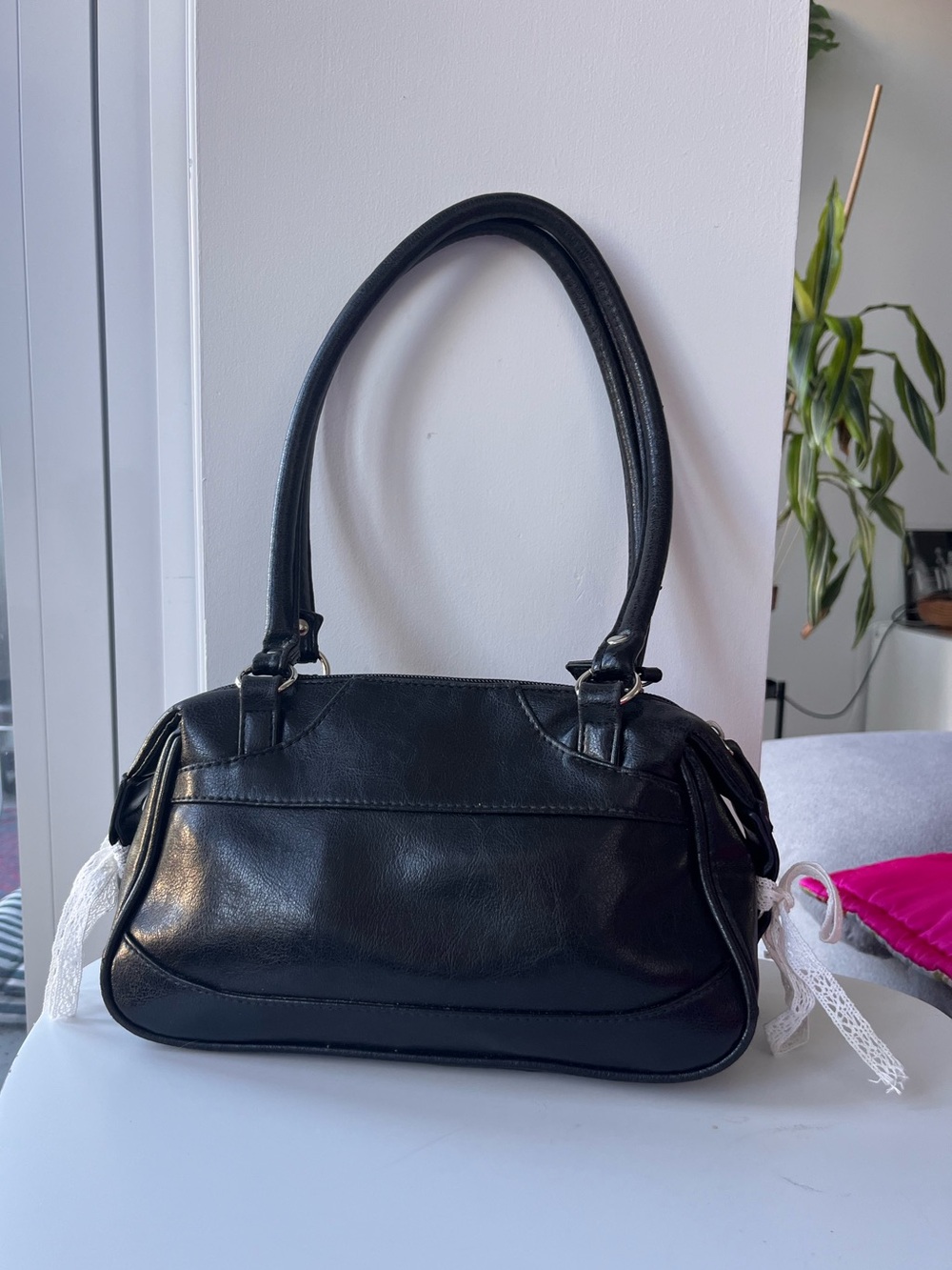 Vintage 90s Italian Black Leather Bag